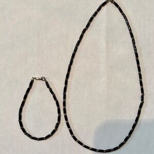 🖤 Black Beaded Necklace & Bracelet Set 🖤